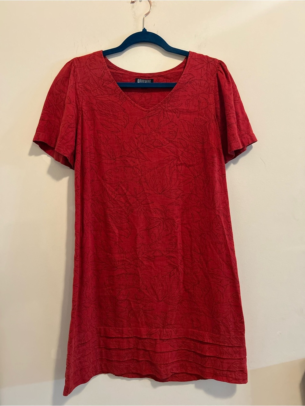 Nicole Miller Original Red V-Neck Flutter Sleeve Dress